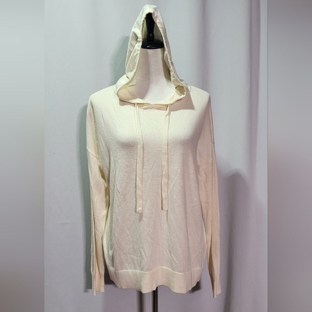 Members Mark Women's Ivory Cream Cashmere Blend Pullover Hoodie Size Medium GUC - Picture 4 of 12